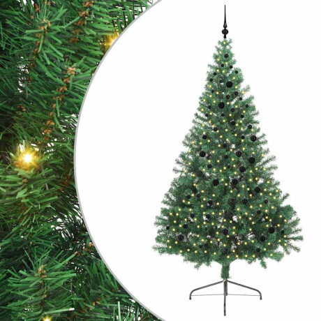 vidaXL Kunstmatig Voorverlicht Kerstboom met 300 LED Groen 240 cm PVC afbeelding2 - 1