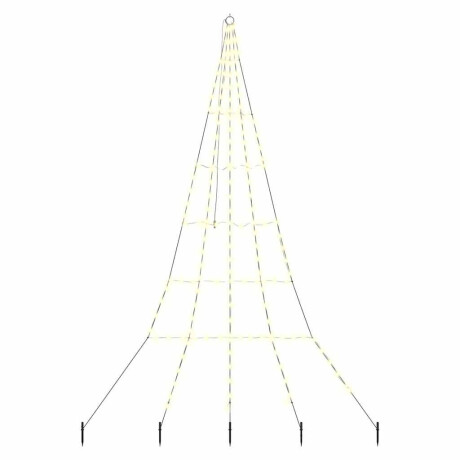 vidaXL LED Kerstboom met Grondspiesjes Warmwit 306 cm Metaal afbeelding2 - 1