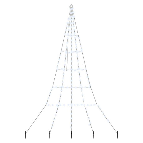 vidaXL LED Kerstboom met Grondspiesjes Koudwit 306 cm Metaal afbeelding2 - 1