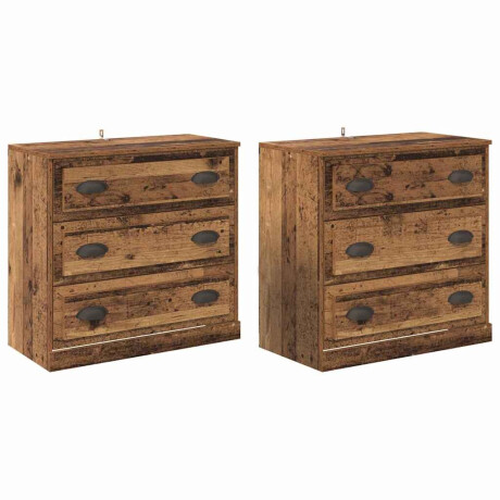vidaXL Dressoirs 2 pcs Oud Hout 70 x 35,5 x 67,5 cm Bewerkt hout afbeelding2 - 1