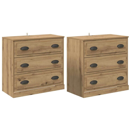 vidaXL Dressoirs 2 pcs Artisan Eiken 70 x 35,5 x 67,5 cm Bewerkt hout afbeelding2 - 1