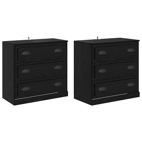vidaXL Dressoirs 2 pcs Zwart Eiken 70 x 35,5 x 67,5 cm Bewerkt hout afbeelding2 - 1