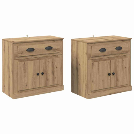 vidaXL Dressoirs 2 pcs Artisan Eiken 70 x 35,5 x 67,5 cm Bewerkt hout afbeelding2 - 1