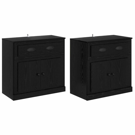 vidaXL Dressoirs 2 pcs Zwart Eiken 70 x 35,5 x 67,5 cm Bewerkt hout afbeelding2 - 1