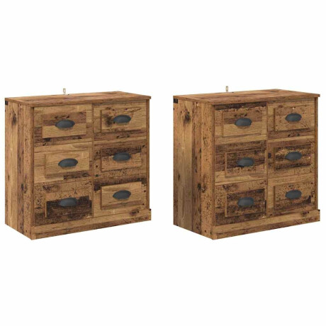 vidaXL Dressoirs 2 pcs Oud Hout 70 x 35,5 x 67,5 cm Bewerkt hout afbeelding2 - 1