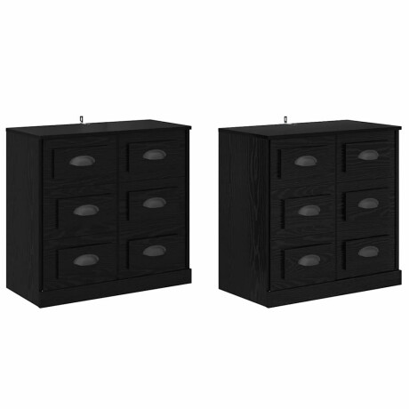 vidaXL Dressoirs 2 pcs Zwart Eiken 70 x 35,5 x 67,5 cm Bewerkt hout afbeelding2 - 1