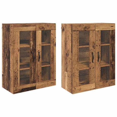 vidaXL Wandgemonteerde Kasten 2 pcs Oud Hout 69,5 x 34 x 90 cm afbeelding2 - 1