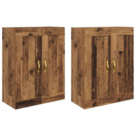 vidaXL Wandkasten 2 pcs Oud Hout 69,5 x 34 x 90 cm Bewerkt hout afbeelding2 - 1