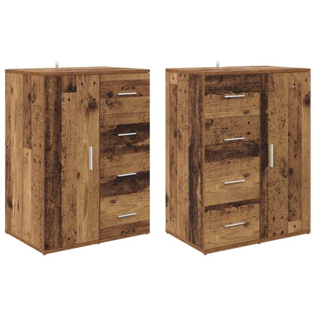 vidaXL Dressoirs Corona 2 pcs Oud Hout 59 x 39 x 80 cm Bewerkt hout afbeelding2 - 1