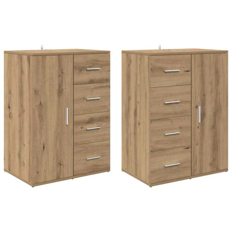 vidaXL Dressoirs met lade Corona 2 pcs Artisan Eiken 59 x 39 x 80 cm afbeelding2 - 1