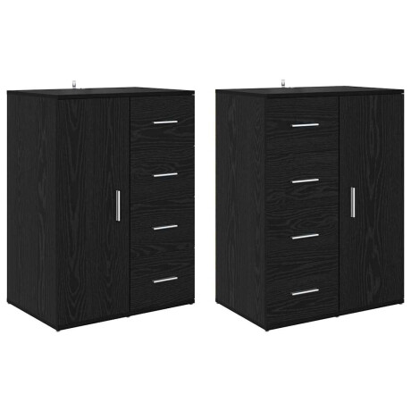 vidaXL Dressoirs Corona 2 pcs Zwart Eiken 59 x 39 x 80 cm Bewerkt hout afbeelding2 - 1
