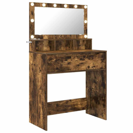 vidaXL Slaapkamer Kaptafels met lade Gerookt eiken 80 x 39,6 x 135 cm afbeelding2 - 1