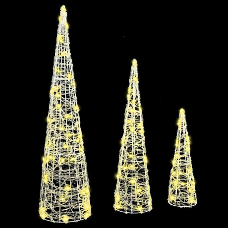 vidaXL Kerstboom met 90 LED 3 pcs Warmwit 20 x 20 x 80 cm Acryl afbeelding2 - 1