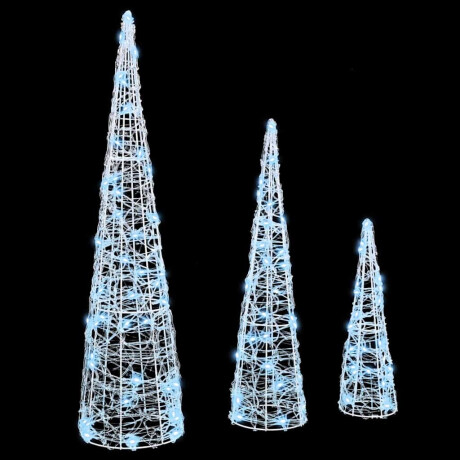 vidaXL Kerstboom met 90 LED 3 pcs Koudwit 20 x 20 x 80 cm Acryl afbeelding2 - 1