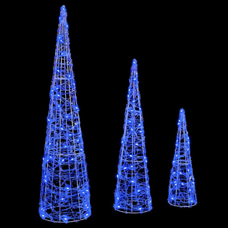 vidaXL Kerstboom met 90 LED 3 pcs Blauw 20 x 20 x 80 cm Acryl afbeelding2 - 1