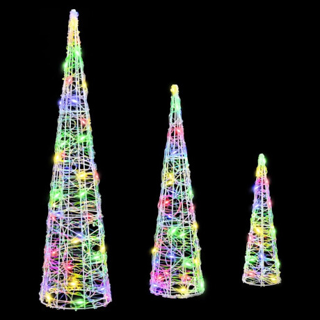 vidaXL Kerstboom met 90 LED 3 pcs Multikleur 20 x 20 x 80 cm Acryl afbeelding2 - 1