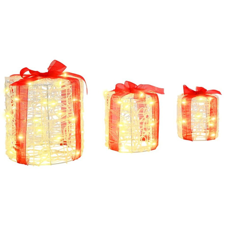 vidaXL Decoratie voor Geschenkdoos 3 pcs Warmwit 20 x 20 x 21 cm Acryl afbeelding2 - 1