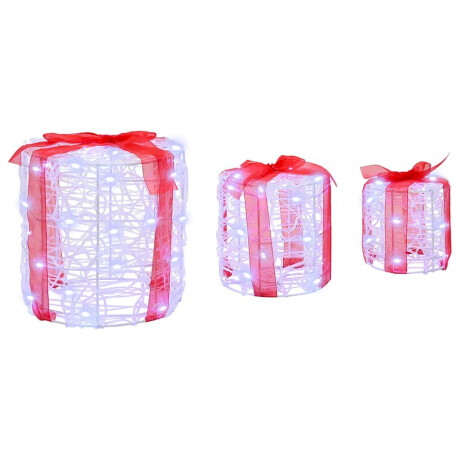 vidaXL Decoratie voor Geschenkdoos 3 pcs Koudwit 20 x 20 x 21 cm Acryl afbeelding2 - 1