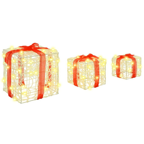 vidaXL Cadeau Doos met 60 LED 3 pcs Warmwit 20 x 20 x 20 cm Acryl afbeelding2 - 1