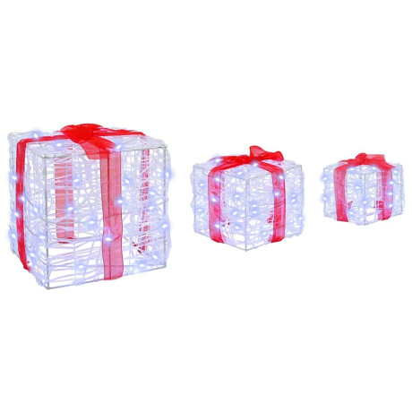 vidaXL Cadeau Doos met 60 LED 3 pcs Koudwit 20 x 20 x 20 cm Acryl afbeelding2 - 1
