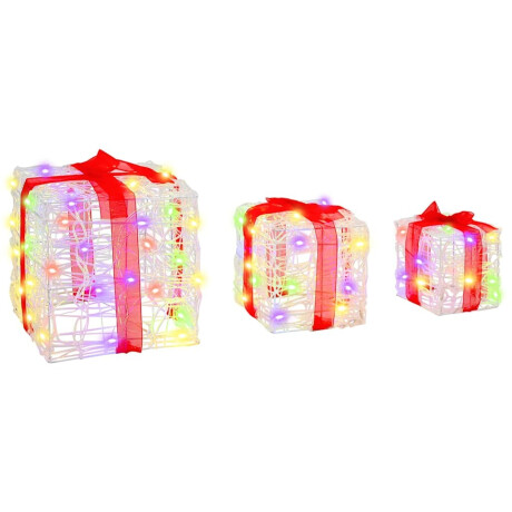 vidaXL Cadeau Doos met 60 LED 3 pcs Multikleur 20 x 20 x 20 cm Acryl afbeelding2 - 1