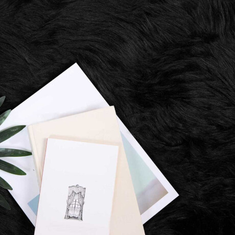 vidaXL Nepleer Schapenvacht Tapijt Zwart 140 x 200 cm Polyester afbeelding2 - 1