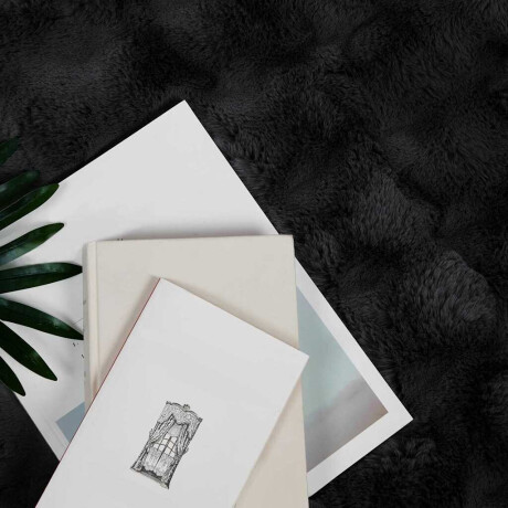 vidaXL Neppels Konijnenbont Deken 4 pcs Zwart 240 x 270 cm Polyester afbeelding2 - 1