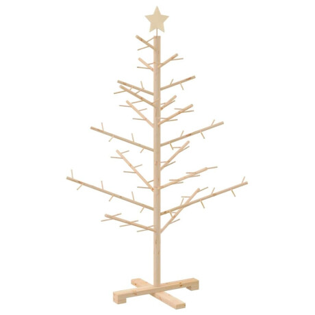 vidaXL Houten kerstboom Naturel 125 cm Massief grenenhout afbeelding2 - 1