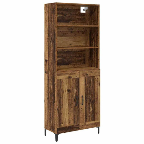 vidaXL Hoge kast 2 pcs Oud hout Bewerkt hout afbeelding2 - 1
