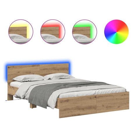 vidaXL Bedframe met hoofdeinde Artisan Eiken 120 x 190 cm Bewerkt hout afbeelding2 - 1