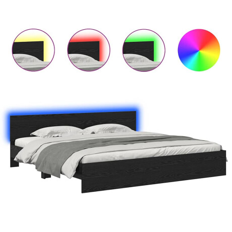 vidaXL Bedframe met hoofdeinde Zwart Eiken 180 x 200 cm Bewerkt hout afbeelding2 - 1