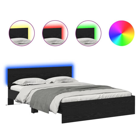 vidaXL Bedframe met hoofdeinde Zwart Eiken 140 x 200 cm Bewerkt hout afbeelding2 - 1