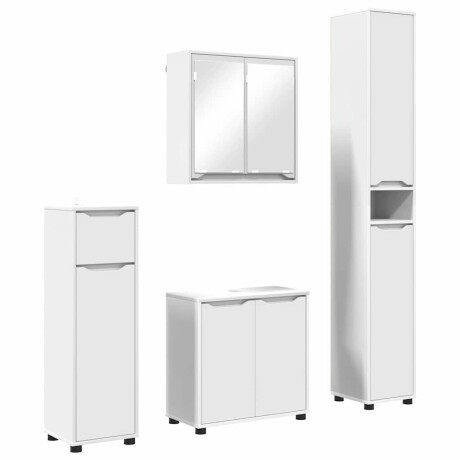 vidaXL Badkamermeubelset met lade met plank 4 pcs Wit Bewerkt hout afbeelding2 - 1