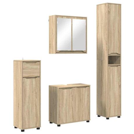 vidaXL Badkamermeubelset met lade 4 pcs Sonoma Eiken Bewerkt hout afbeelding2 - 1