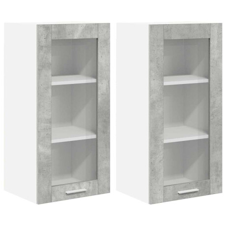 vidaXL Hangkast Riga 2 pcs Beton Grijs 40 x 31 x 80 cm Bewerkt hout afbeelding2 - 1