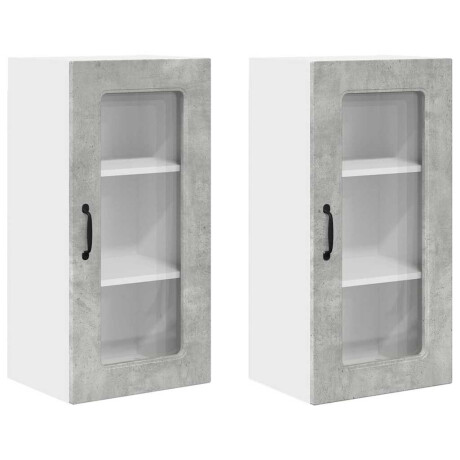 vidaXL Keukenkast aan de muur 2 pcs Beton Grijs 40 x 31 x 80 cm afbeelding2 - 1