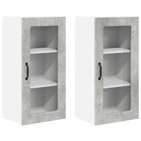 vidaXL Keukenkast aan de muur 2 pcs Beton Grijs 40 x 31 x 80 cm afbeelding2 - 1