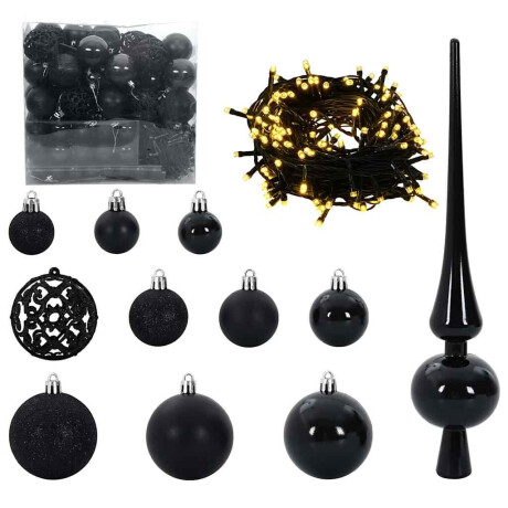 vidaXL Kerstbal Set met 300 LED 120 pcs Zwart Kunststof afbeelding2 - 1
