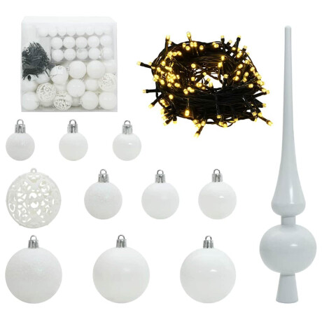 vidaXL Kerstbal Set met 300 LED 120 pcs Wit Kunststof afbeelding2 - 1