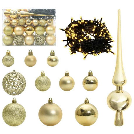 vidaXL Kerstbal Set met 150 LED 61 pcs Goud Kunststof afbeelding2 - 1
