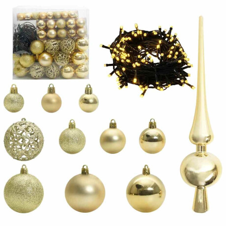 vidaXL Kerstbal Set met 300 LED 120 pcs Goud Kunststof afbeelding2 - 1