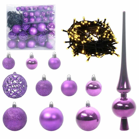 vidaXL Kerstbal Set met 300 LED 120 pcs Lila Kunststof afbeelding2 - 1