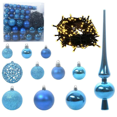vidaXL Kerstbal Set met 300 LED 120 pcs Blauw Kunststof afbeelding2 - 1
