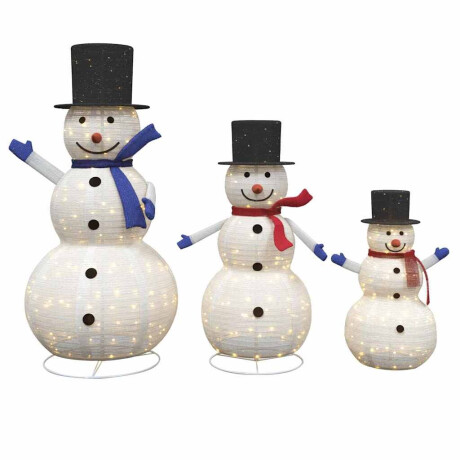 vidaXL Kerst Sneeuwman Familie met 270 LED 3 pcs Warmwit Stof afbeelding2 - 1