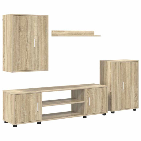 vidaXL 4 Delige TV Kast Set met plank 4 pcs Sonoma eiken Bewerkt hout afbeelding2 - 1