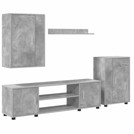 vidaXL 4 Delige TV Kast Set met plank 4 pcs Betongrijs Bewerkt hout afbeelding2 - 1
