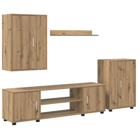 vidaXL 4 Delige TV Kast Set 4 pcs artisanaal eikenkleurig Bewerkt hout afbeelding2 - 1