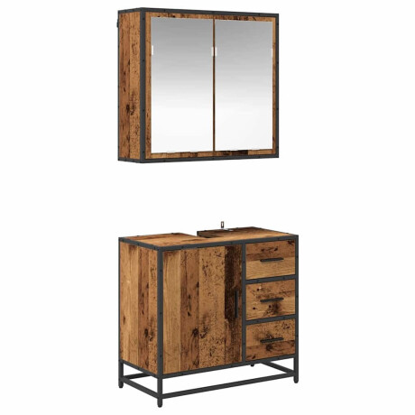 vidaXL Badkamermeubelset 2 pcs Oud hout 65 x 33 x 60 cm Bewerkt hout afbeelding2 - 1