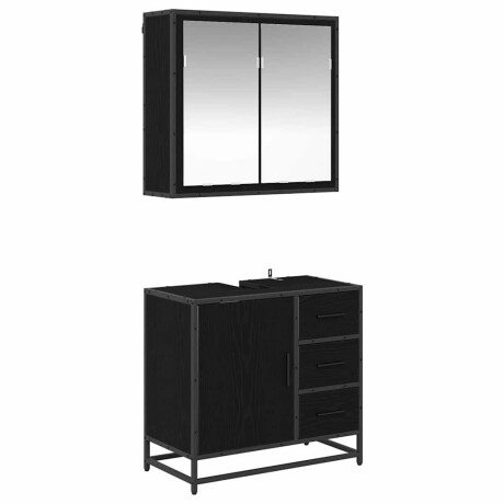 vidaXL Badkamermeubelset met lade 2 pcs Zwart eiken 65 x 33 x 60 cm afbeelding2 - 1
