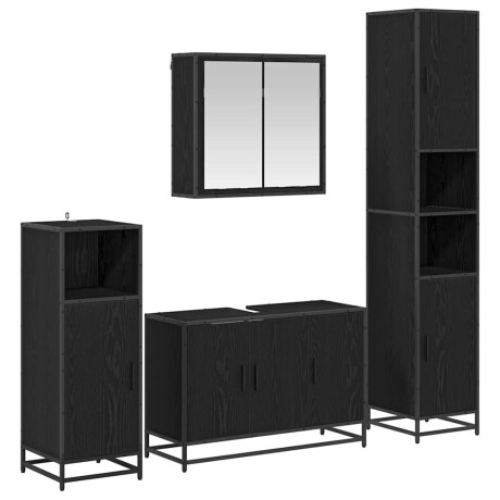 vidaXL Badkamermeubelset met opslag 4 pcs Zwart eiken 90 x 33 x 60 cm afbeelding2 - 1